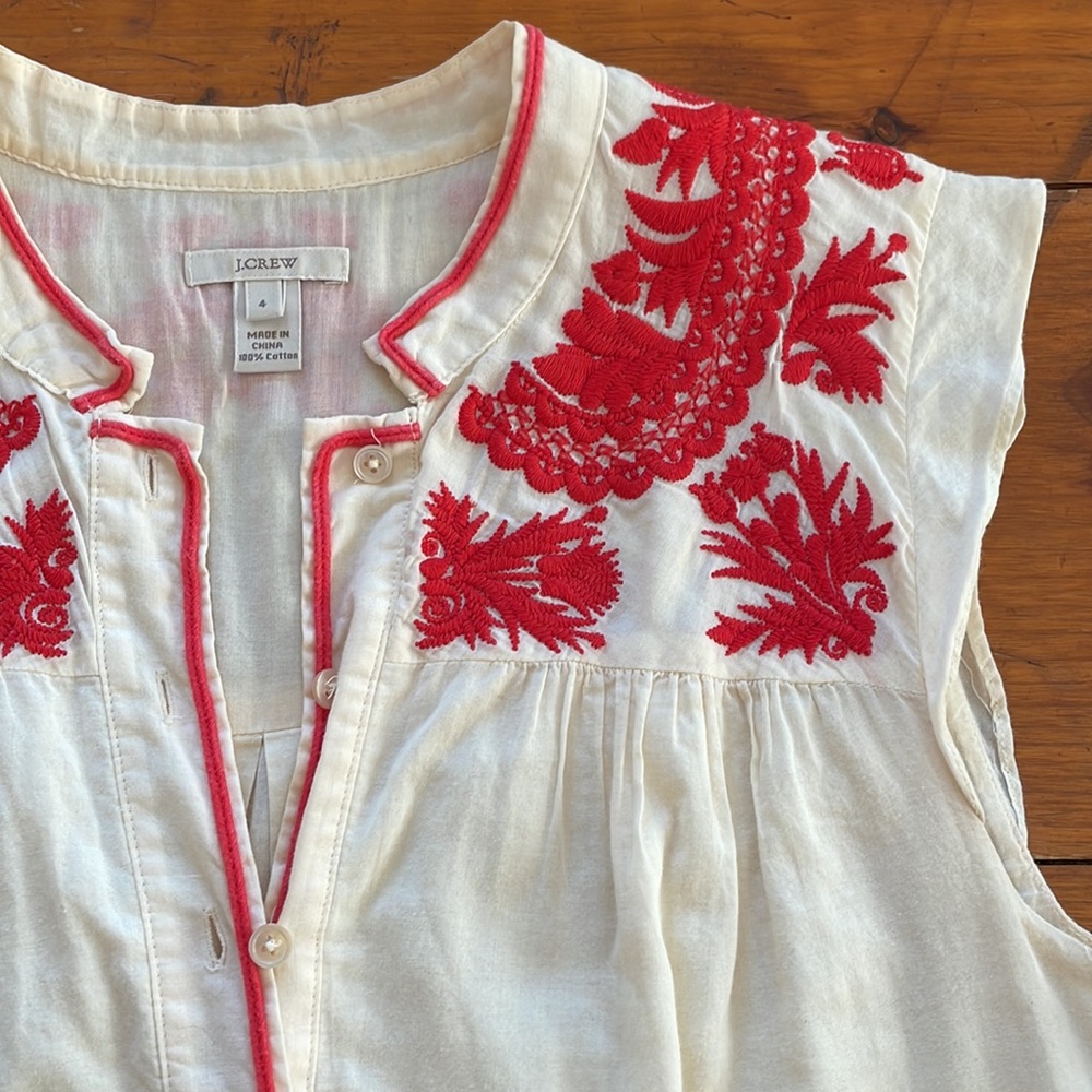 J Crew Embroidered Top - Picture 3 of 7